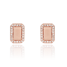 Load image into Gallery viewer, Golden Emerald Cut Diamond Earrings
