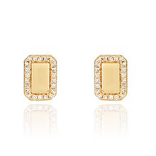 Load image into Gallery viewer, Golden Emerald Cut Diamond Earrings
