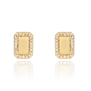 Golden Emerald Cut Diamond Earrings