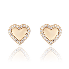 Load image into Gallery viewer, Golden Heart Diamond Earrings
