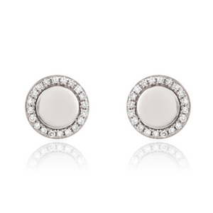 Golden Round Diamond Earrings