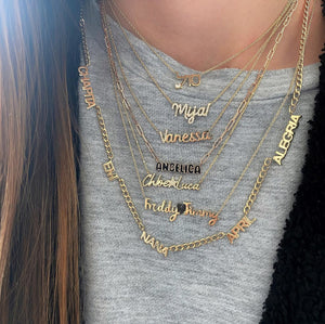Multiple Gold Names Cuban Necklace