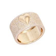 Load image into Gallery viewer, Thick Pave Cigar Gold Heart Ring
