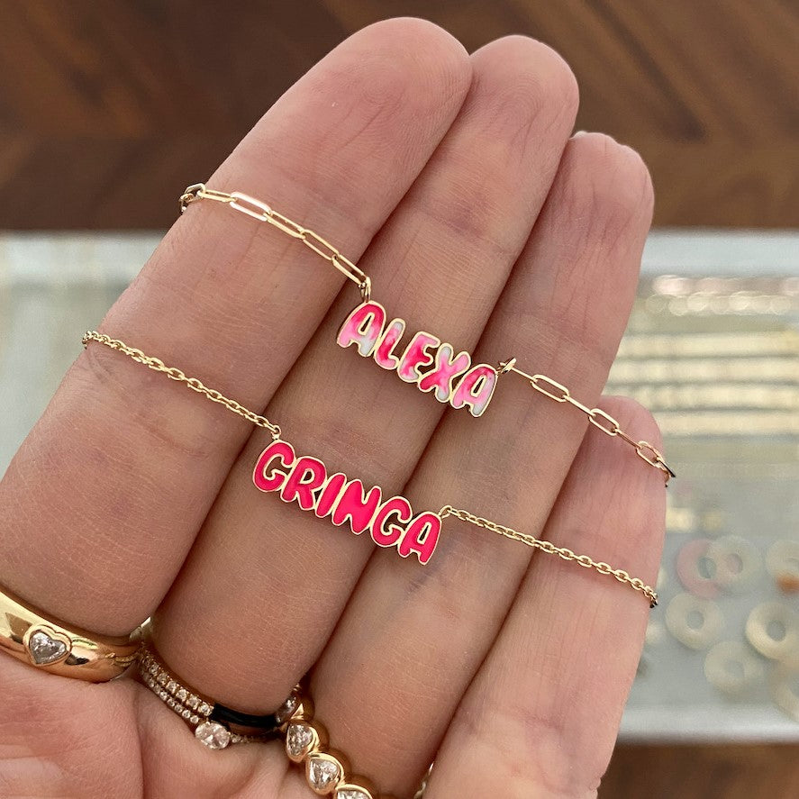 Artificial best sale name necklace