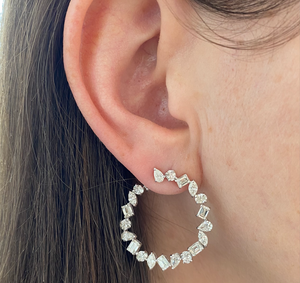 Large Multi Shape Diamond Round Swirl Earrings
