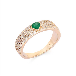Solitaire Gemstone Thick Pave Ring