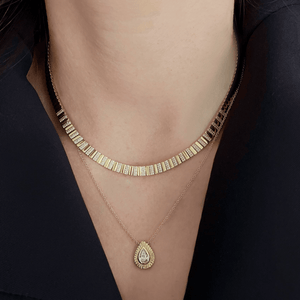 Fluted Bezel Diamond Necklace