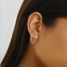 Load image into Gallery viewer, Two Diamond Triple Lab Chain Earring
