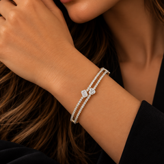 Two Disorganized Diamond Double Row Bangle