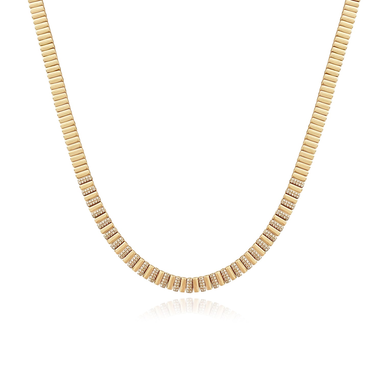 Golden Striped Diamond Necklace