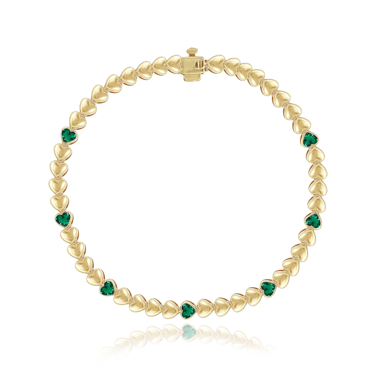 Heart Gemstone Golden Bracelet