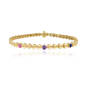 Heart Gemstone Golden Bracelet