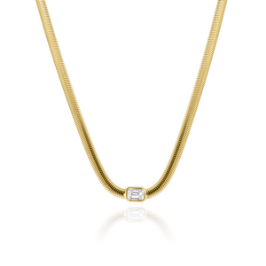 Solitaire Bezel Snake Necklace