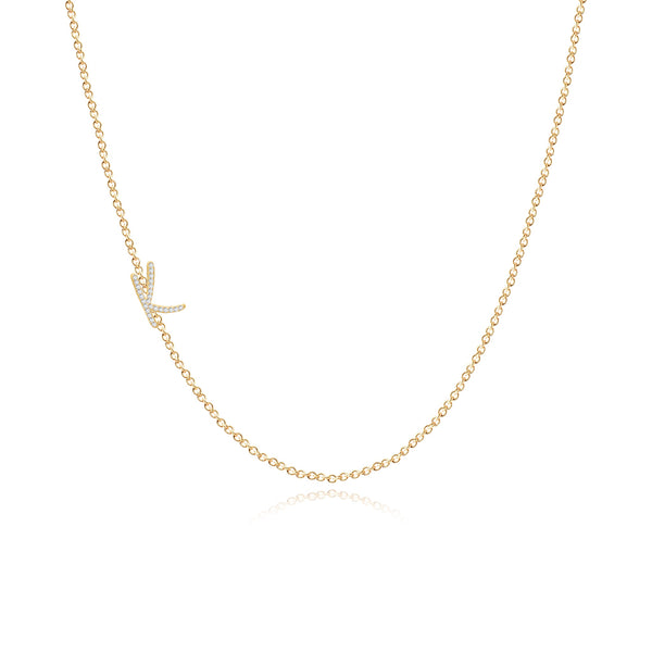Side Pave Initial Necklace