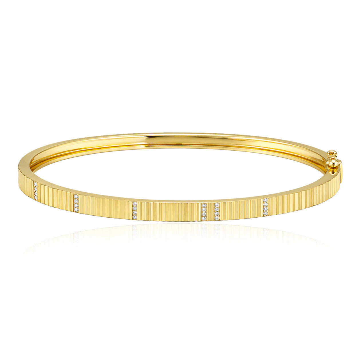 Slim Fluted Pave Bangle