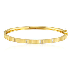 Slim Fluted Pave Bangle