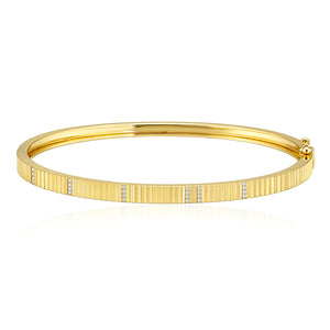 Slim Fluted Pave Bangle