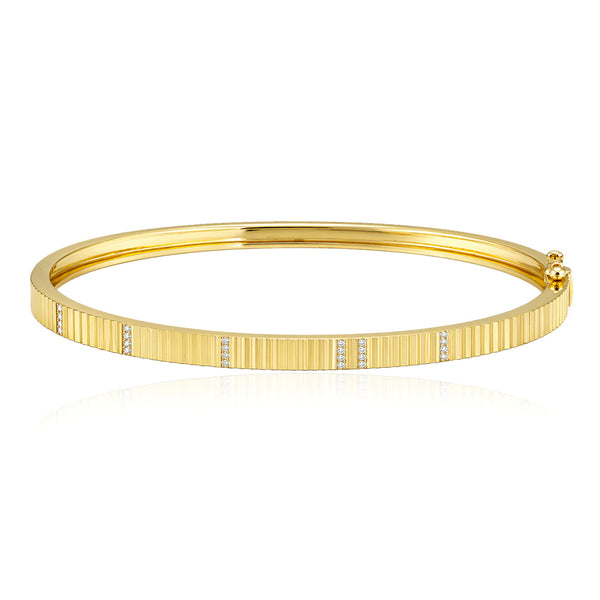 Slim Fluted Pave Bangle