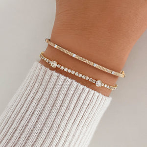 Slim Pave and Baguettes Bangle