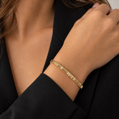Slim Fluted Pave Bangle