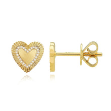 Load image into Gallery viewer, Fluted Pave Outline Heart Earrings
