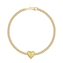 Load image into Gallery viewer, Fluted Outline Gold Heart Cuban Bracelet
