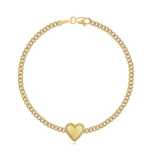Load image into Gallery viewer, Fluted Outline Gold Heart Cuban Bracelet
