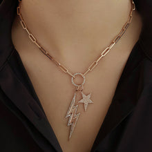 Load image into Gallery viewer, Small Circle Diamond Clasp Paperclip Necklace
