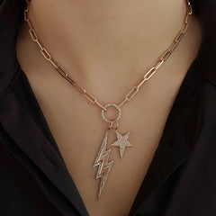 Modern Outline Pave Lightning Bolt