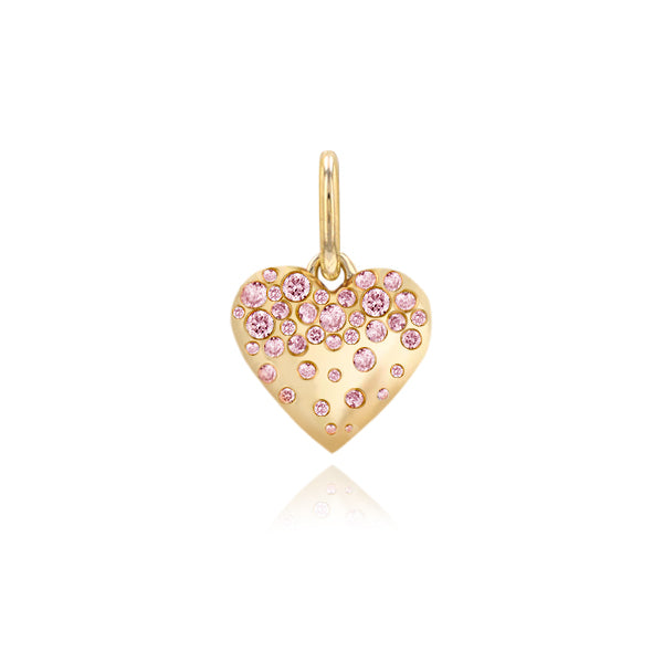 Small Dripping Scattered Gemstone Heart Charm