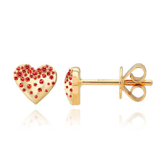 Ruby Petite Dripping Scattered Heart Studs 