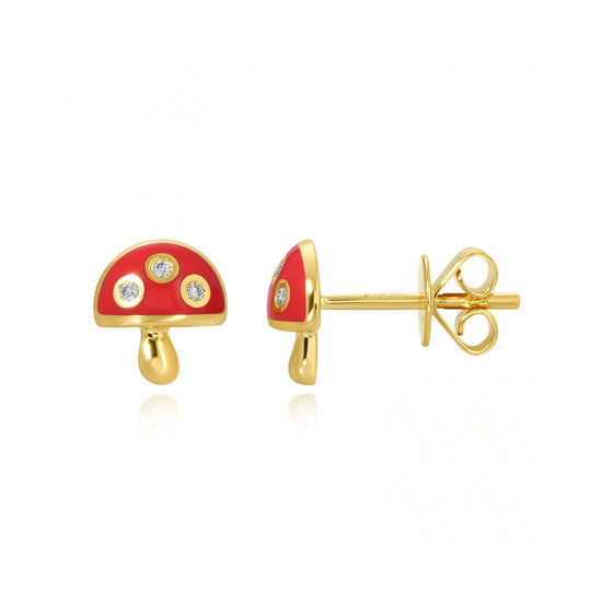 Small Enamel Mushroom Earrings