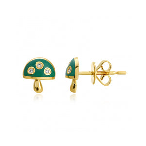 Small Enamel Mushroom Earrings