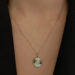 Small Fluted Disc Evil Eye Necklace