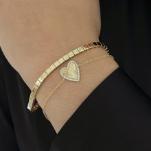 Load image into Gallery viewer, Small Fluted Heart Pave Bracelet
