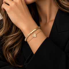 Small Fluted Heart Pave Bracelet