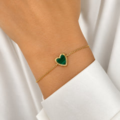 Small Fluted Outline Stone Heart Bracelet