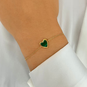 Small Fluted Outline Stone Heart Bracelet