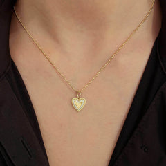 Small Fluted Pave Outline Heart Charm
