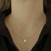 Load image into Gallery viewer, Small Fluted Pink Sapphire Outline Heart Necklace
