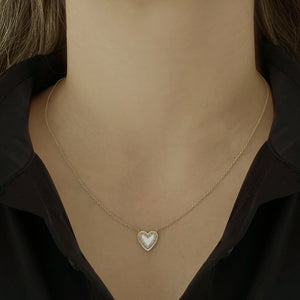 Small Fluted Pink Sapphire Outline Heart Necklace