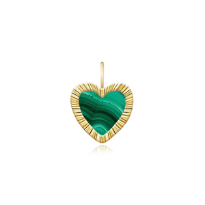 Small Fluted Outline Stone Heart Charm