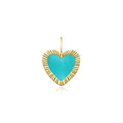 Small Fluted Outline Stone Heart Charm