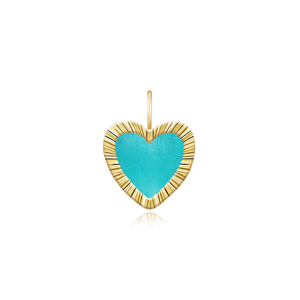 Small Fluted Outline Stone Heart Charm