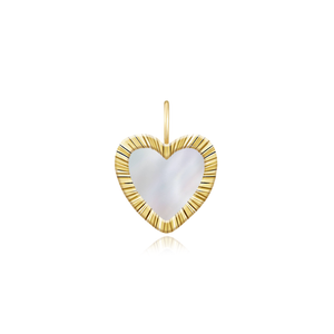 Small Fluted Outline Stone Heart Charm