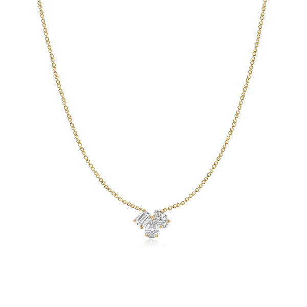 Small Multi Shape Three Diamond Necklace