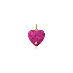 Small One Diamond Heart Stone Charm