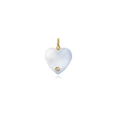 Small One Diamond Heart Stone Charm