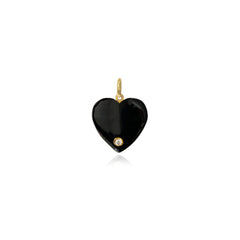 Small One Diamond Heart Stone Charm