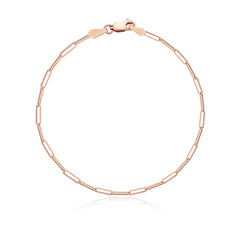 Small paperclip chain bracelet in 14K rose gold, 6.25"" chain length